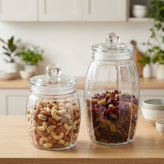 PREMIUM TRANSPARENT GLASS STORAGE JAR WITH AIRTIGHT LID