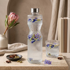 Premium Striped Glass Bottle – 1000ml 💛🍇