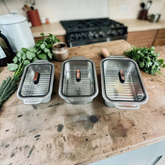 Ovenproof Stainless Steel Serving Dish with Temper Glass Lid Roaster Pan Stainless Steel Rectangular Fish Baking Tray Cake Casserole Pan Deep Dish Serving Platter for Cooking Turkey Beef Vegetable, Oven Dishwasher Safe