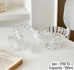 Curved Premium Clear Glass Goblet Bowl Set – 6pcs 🍓✨