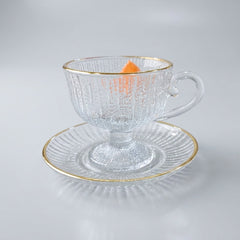European Style Premium Quality Glacier Transparent Tea Cup Set ☕🍩🌿