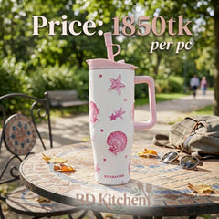 LUXURY PEARL & BOW INSULATED TUMBLER – 1200ML 💖🌸