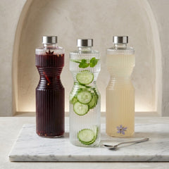 Premium Striped Glass Bottle – 1000ml 💛🍇
