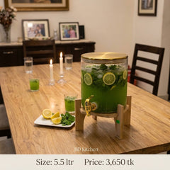 LUXURY RIPPLE GLASS BEVERAGE DISPENSER WITH WOODEN STAND đŋâ¨