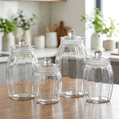 PREMIUM TRANSPARENT GLASS STORAGE JAR WITH AIRTIGHT LID