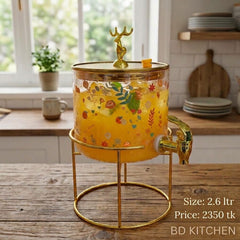 GOLDEN FLORAL GLASS JUICE & WATER DISPENSER đ¸â¨