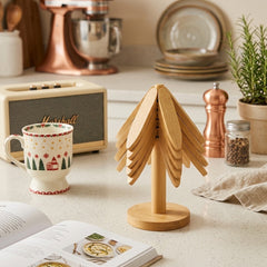 Tree Shape Bamboo Wooden Trivet Set – Aesthetic & Space-Saving! 🌿🌸 ✨