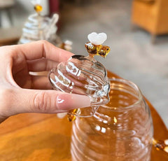 Transparent Bee Jar Unique Tapered Jar Honey Pot Sealed Honeycombs Shape Large Honey Bottle Honey Pot Jar
