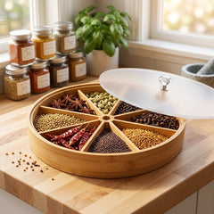 Elegant Round Bamboo Serving Tray with Transparent Acrylic Lid 🌿✨