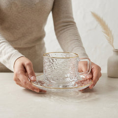 Glacier Premium Tea Cup Set – Crystal Clear Elegance with Golden Rim 🪷✨
