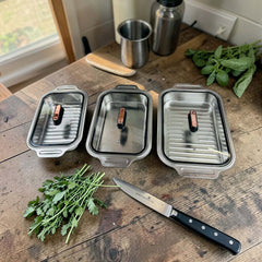 Ovenproof Stainless Steel Serving Dish with Temper Glass Lid Roaster Pan Stainless Steel Rectangular Fish Baking Tray Cake Casserole Pan Deep Dish Serving Platter for Cooking Turkey Beef Vegetable, Oven Dishwasher Safe