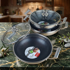 Premium Germany Technology Deep Korai – Both-Side Honeycomb Design With Glass Lid 🥘✨