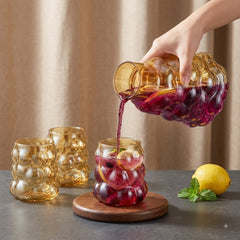 Elegant Golden Bubble Shape Borosilicate Glass Decanter Set with 6 Glasses 🍹🥂