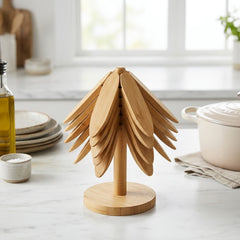 Tree Shape Bamboo Wooden Trivet Set – Aesthetic & Space-Saving! 🌿🌸 ✨