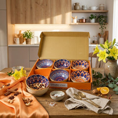 TURKISH TRADITIONAL PRINTED CERAMIC BOWL SET
