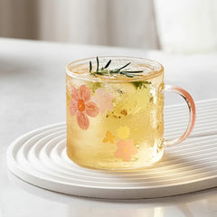 Flower Print Borosilicate Glass Tea & Coffee Mug 2Pc Set ☕🌤️