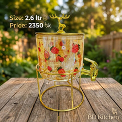 GOLDEN FLORAL GLASS JUICE & WATER DISPENSER đ¸â¨