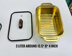 Ovenproof Stainless Steel Serving Dish with Temper Glass Lid Roaster Pan Stainless Steel Rectangular Fish Baking Tray Cake Casserole Pan Deep Dish Serving Platter for Cooking Turkey Beef Vegetable, Oven Dishwasher Safe