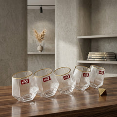 Diamond Shape Premium Clear Water Glass Cup Set 6Pc💎