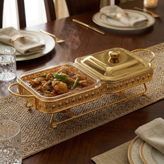 ✨🔥 LUXURY DOUBLE GLASS CHAFING DISH & BUFFET FOOD WARMER 🔥✨