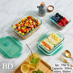 Premium 3pcs Glass Food Storage Set – Smart &amp; Convenient Kitchen Essential 🥗🏡