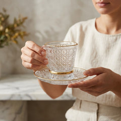 Turkish Style Premium Tea Cup Set – Elegant Golden Rim Design ✨☕