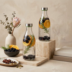 Premium Hammer Pattern Glass Bottle – 1000ml ✨🍋