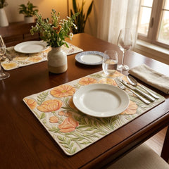 ELEGANT FLOWER PRINT TABLE MAT SET – 6 PCS 🌸