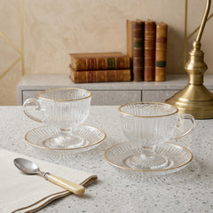 European Style Premium Quality Glacier Transparent Tea Cup Set ☕🍩🌿