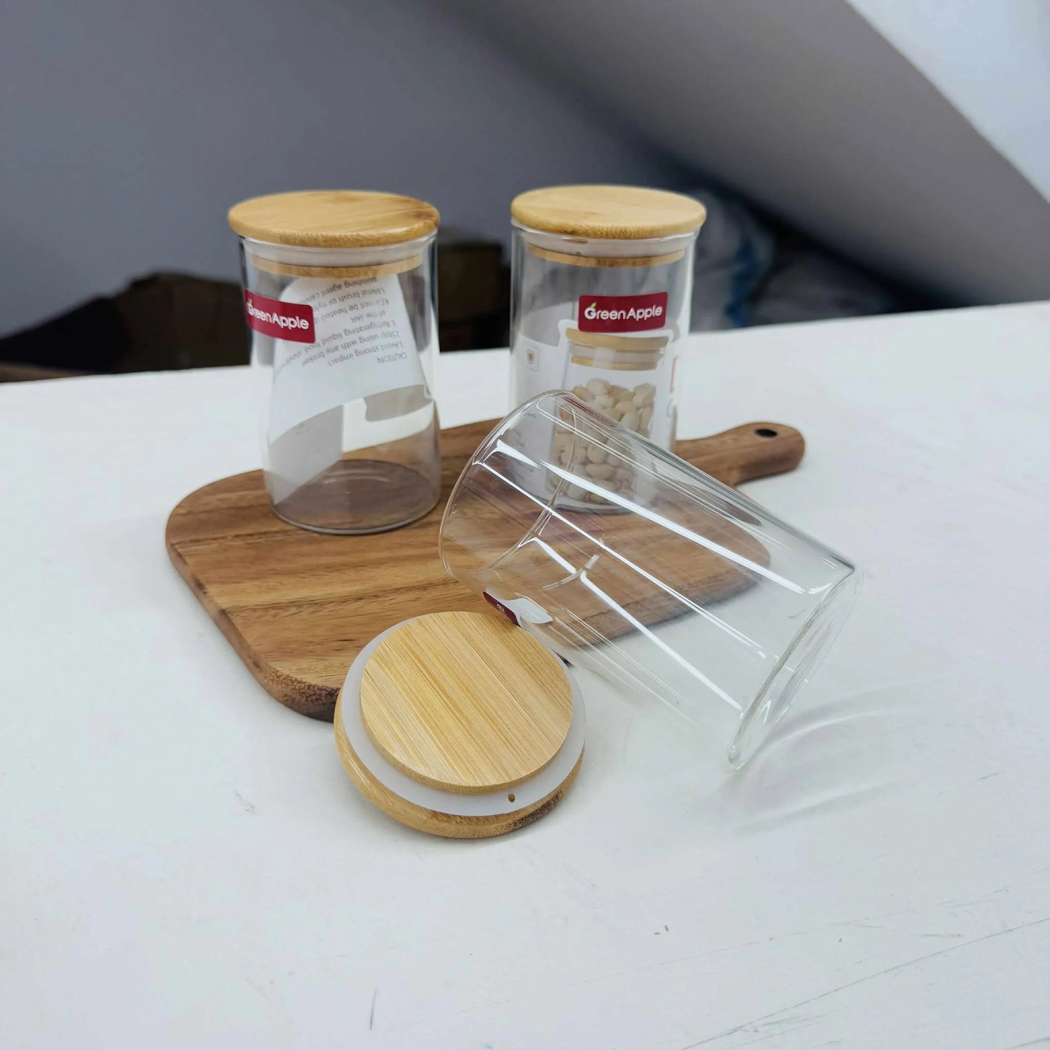 3pc Mini Glass Masala jar set 220ml 270ml 320ml