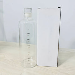 Glass Water Bottle with Time