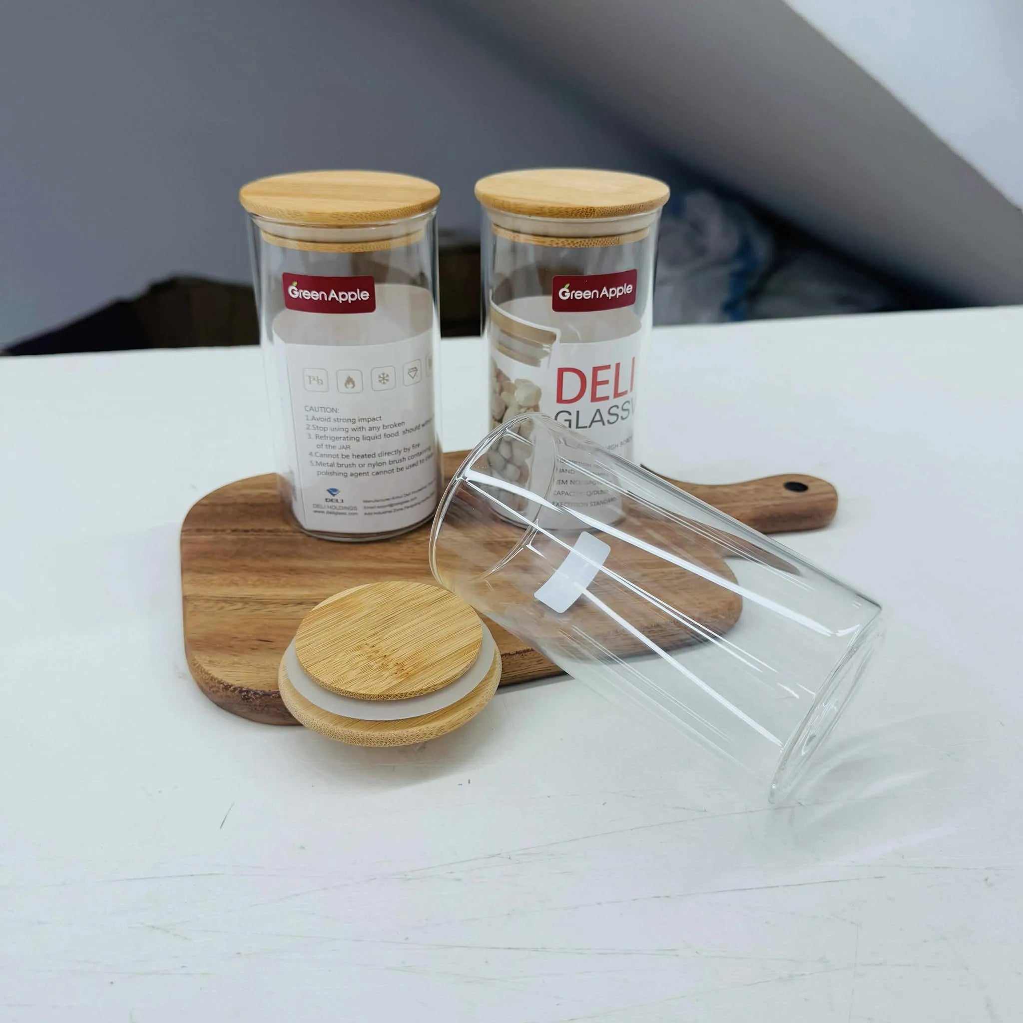 3pc Mini Glass Masala jar set 220ml 270ml 320ml