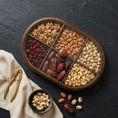 Premium Oval Wooden Date, Dry Fruit & Snack Serving Bowl Set With Acrylic Lid 🍒🥝🫘