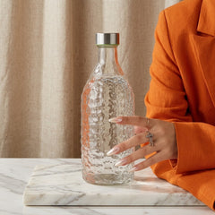 Premium Hammer Pattern Glass Bottle – 1000ml ✨🍋