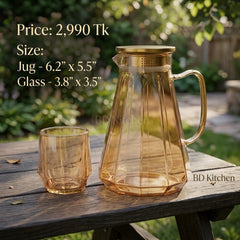 LUXURY GOLDEN DIAMOND CUT GLASS JUG &amp; TUMBLER SET ✨