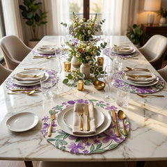 ROUND FLORAL PRINT TABLE MAT SET – 6 PCS 🌸