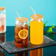 Trendy Can Shape Drink Pot with Lid &amp; Glass Straw✨🥤