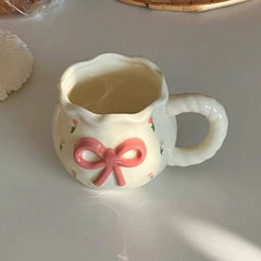 Romantic Bowed Rose Printed Handmade Ceramic Mug 🌷🎀 🌹