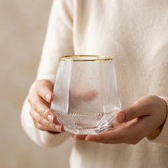 Diamond Shape Premium Clear Water Glass Cup Set 6Pc💎