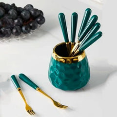 6pcs spoon with ceramic holder