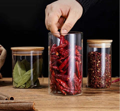 3pc Mini Glass Masala jar set 220ml 270ml 320ml