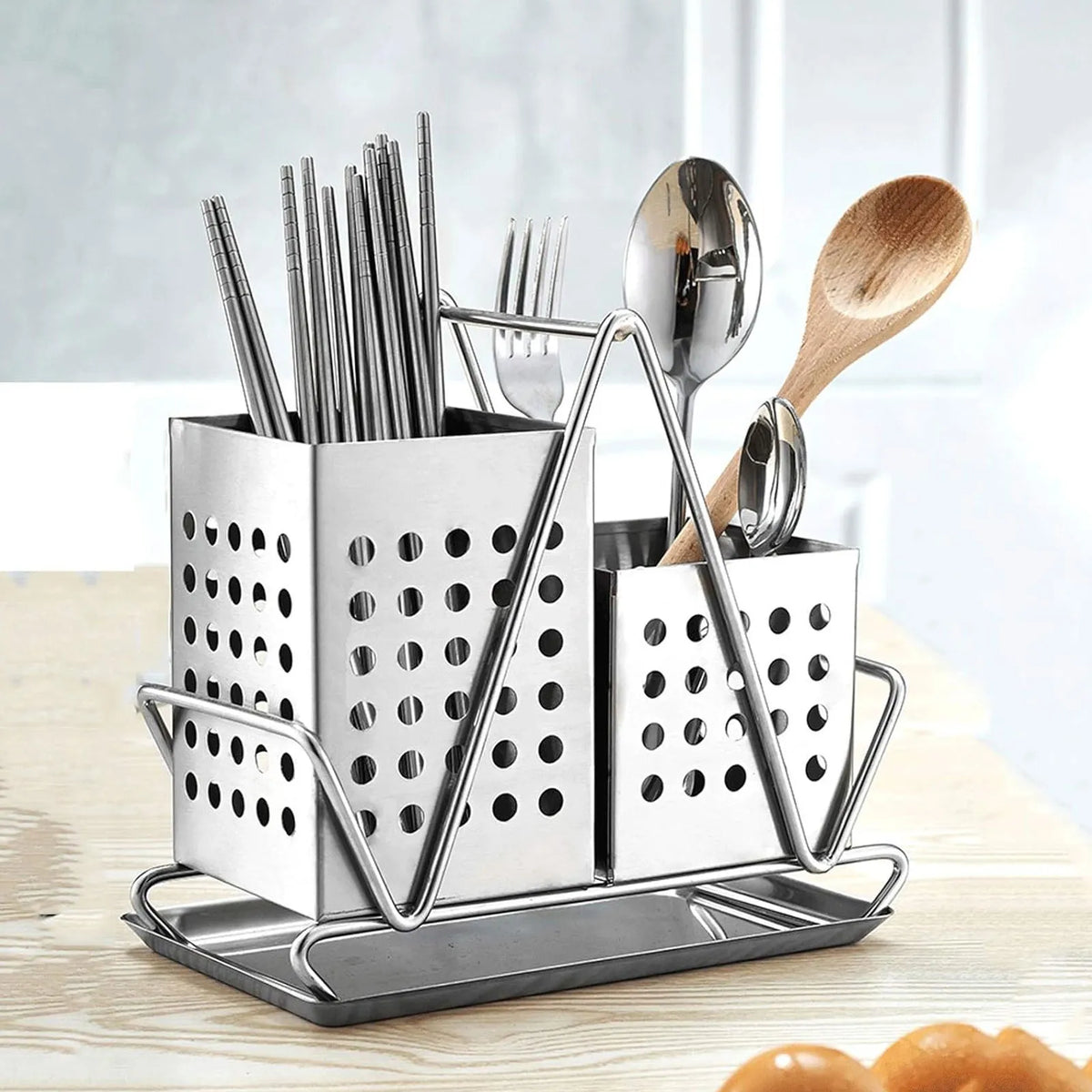Stainless Steel  2 part Spoon Knife chopstick Holder