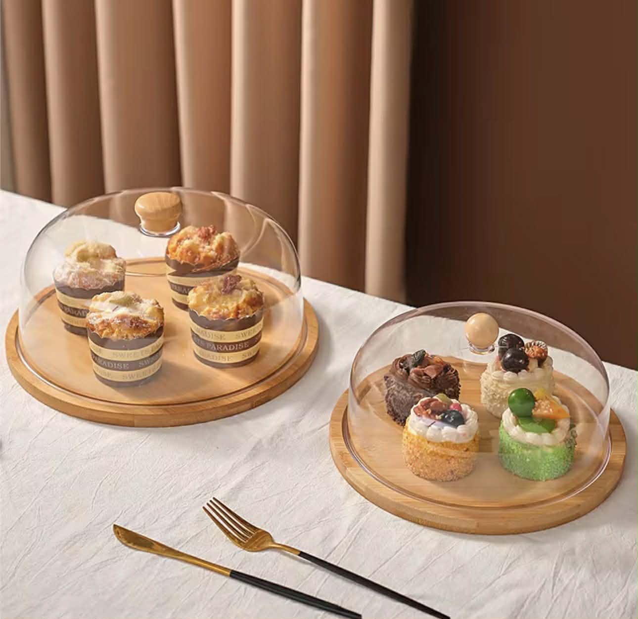 Bamboo Wooden & Acrylic Imported High Quality Cake Bread Snacks Cookies Storage Dome Box 🎂🍩🧁