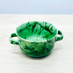 Elegent Round Ceramic Serving Bati with 2 handle