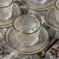 Dotted Premium Tea Cup Set – Elegant Golden Rim Design 🍃✨