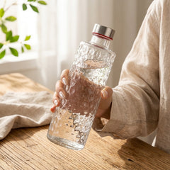 Premium Quality Imported Clear Transparent Glass Bottle with Stainless Steel Spiral Lid ✨