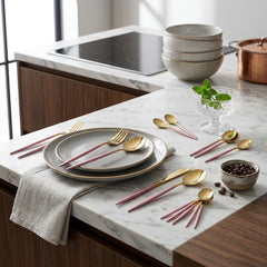 Premium 24pcs Golden Stainless Steel Cutlery Set – Luxury Dining &amp; Elegant Gift Box Collection 🌷🍽️🥦