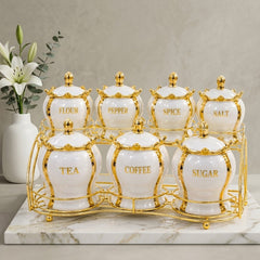 ELEGANT 7PC CERAMIC KITCHEN STORAGE JAR SET ✨🌻