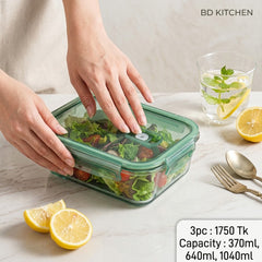 Premium 3pcs Glass Food Storage Set – Smart &amp; Convenient Kitchen Essential 🥗🏡