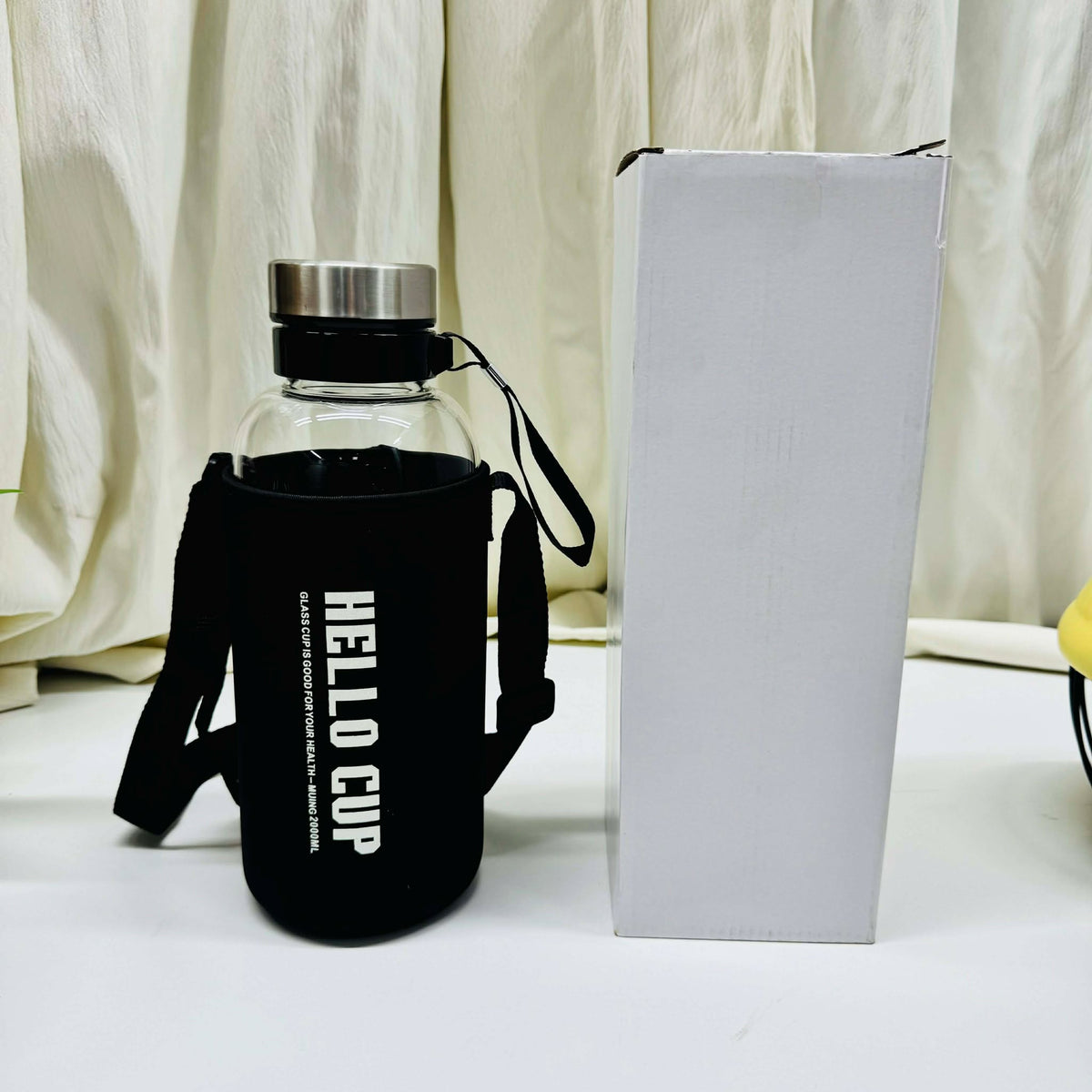 1500ml Big Size Glass Water Bottle with Cover